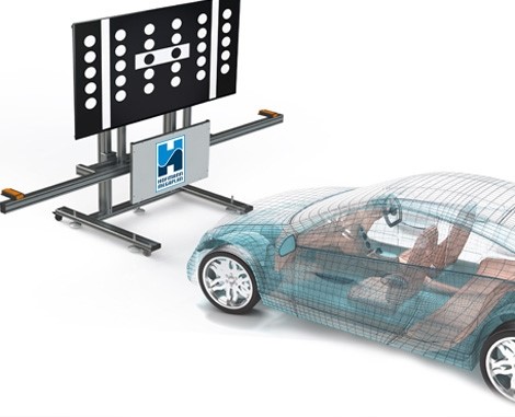 A Car in front of an ADAS Calibration tool